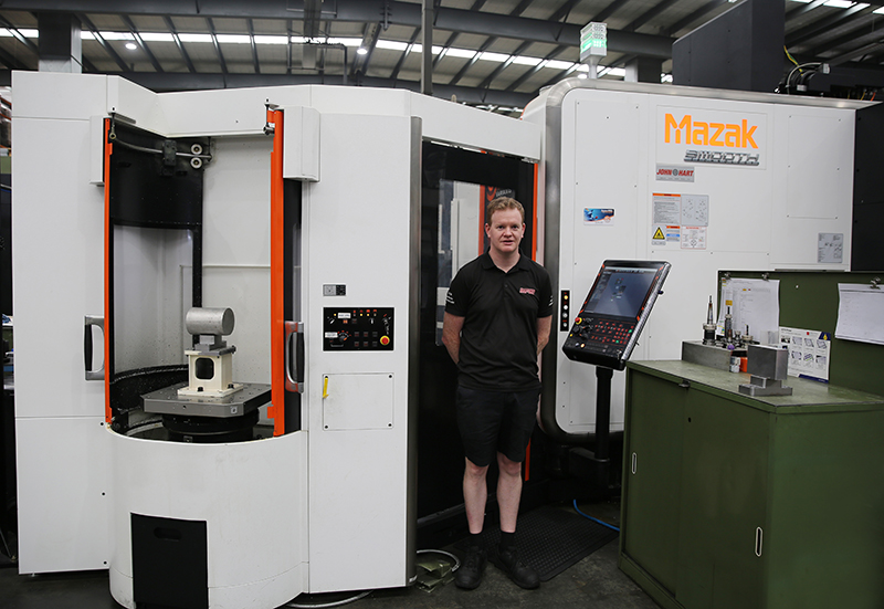 Brendan Brown Harrops Manufacturing Engineer with their Mazak Variaxis i 700 and Multi Pallet Pool